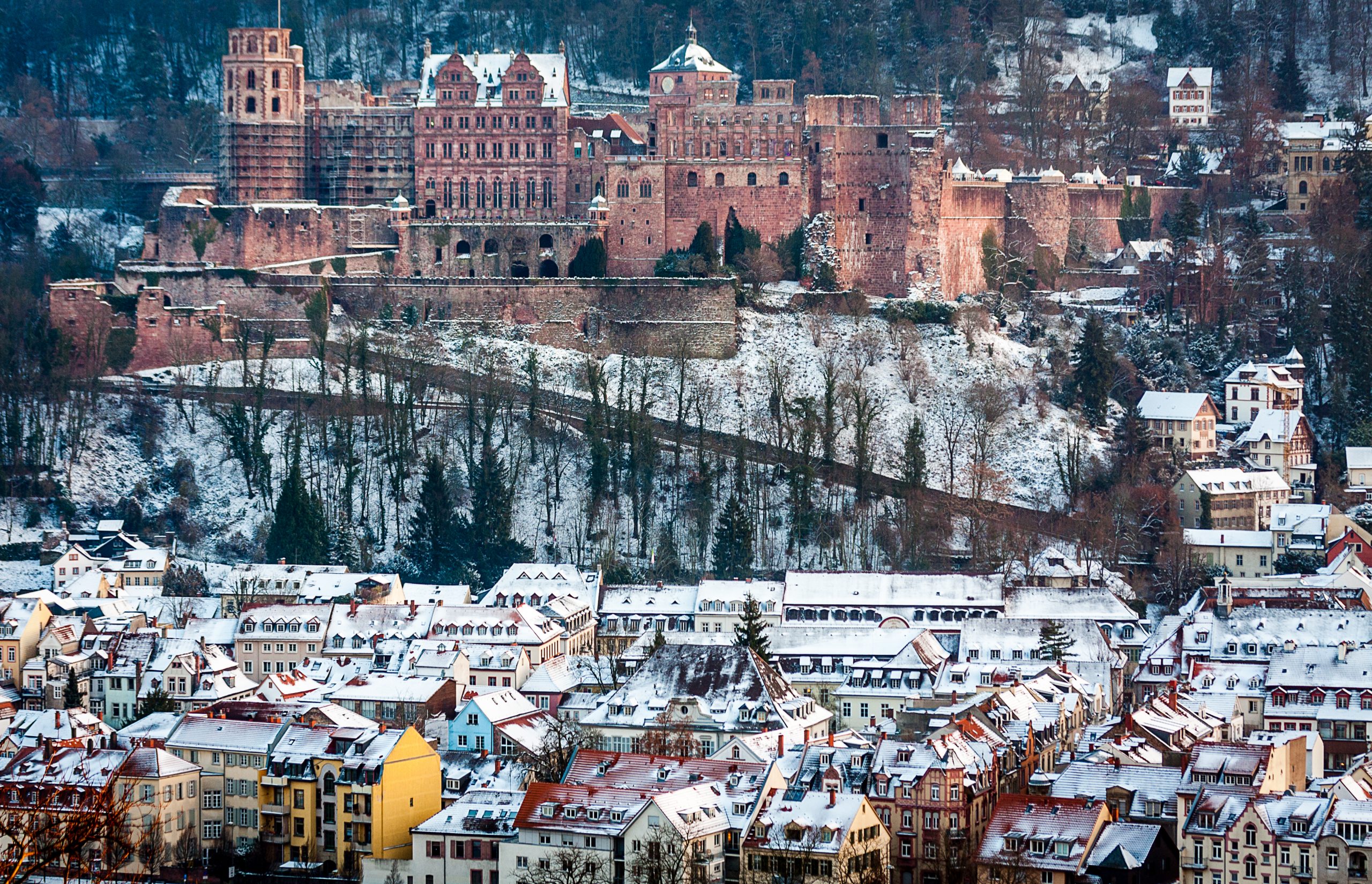 Heidelberg Castle in snow - bets winter wonderland destinations